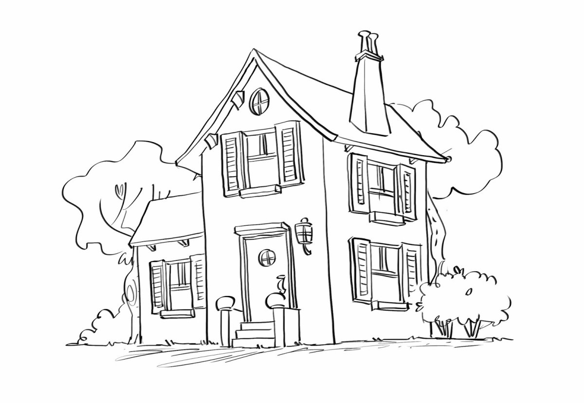 Многоэтажный дом трафарет