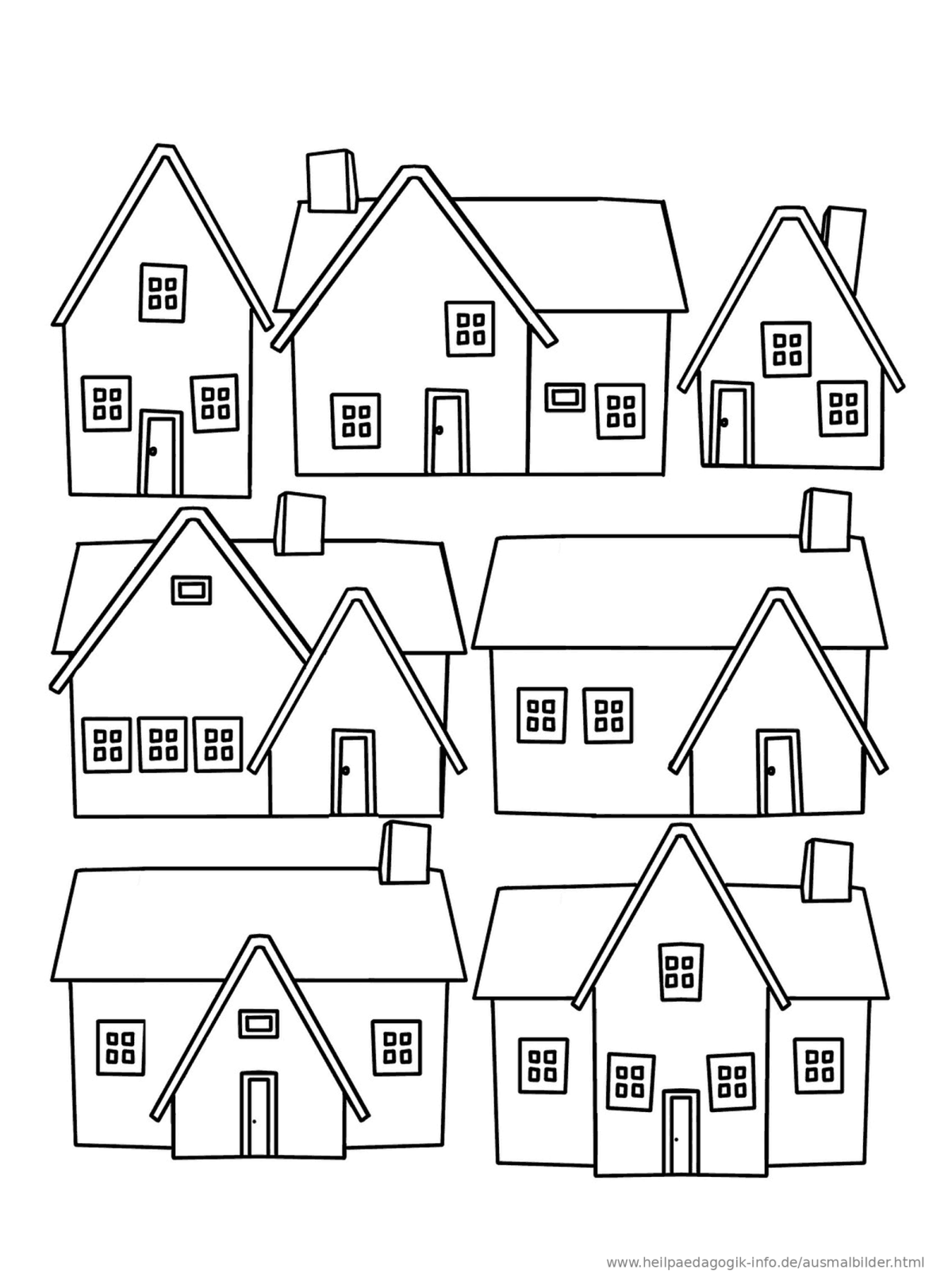 Раскраска. Домики