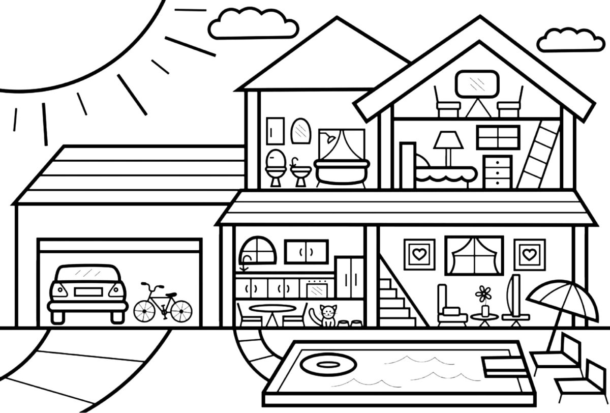 Дом раскраска