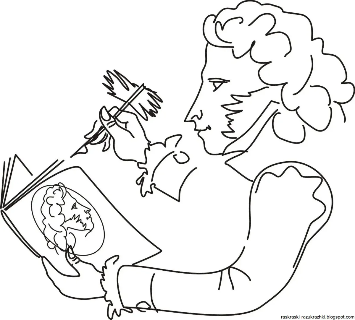 Пушкин раскраска для детей