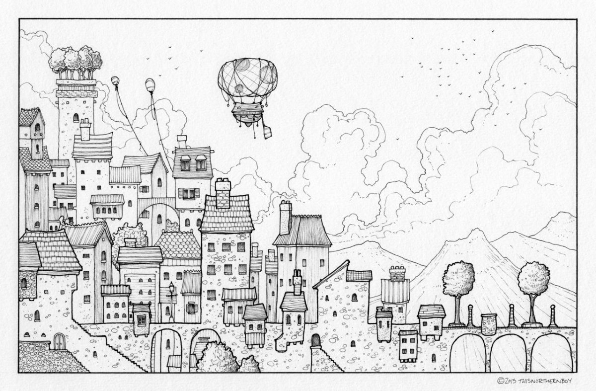 Эскиз сказочного города