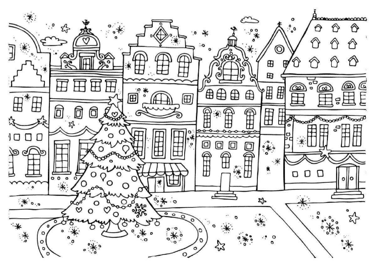 Раскраски зимний дом для детей 5-6 лет