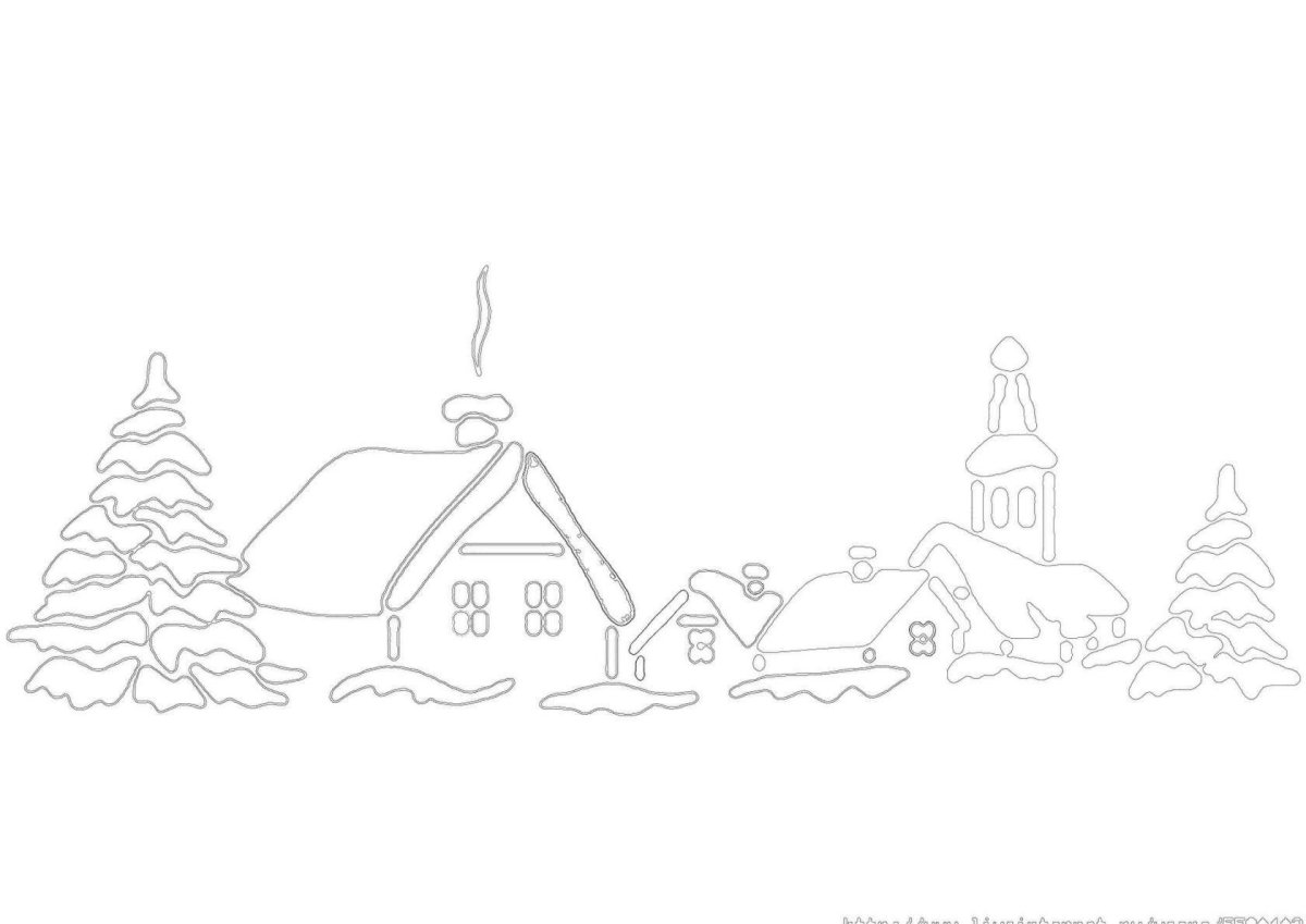 Раскраска зимний пейзаж для малышей