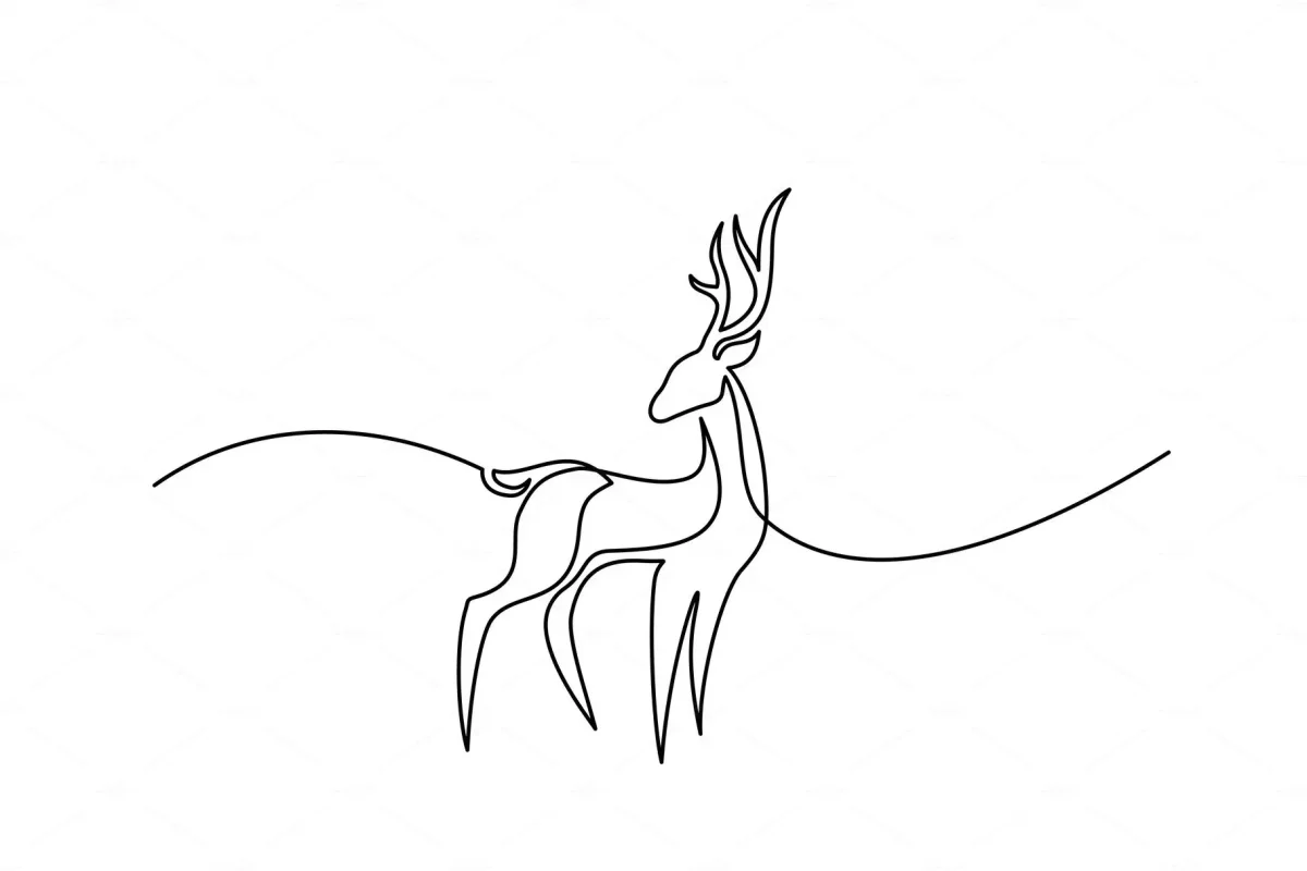 Олень непрерывной линией