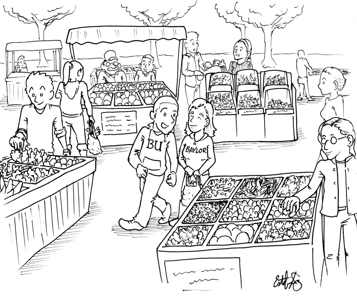 Продавец рыбы рисунок