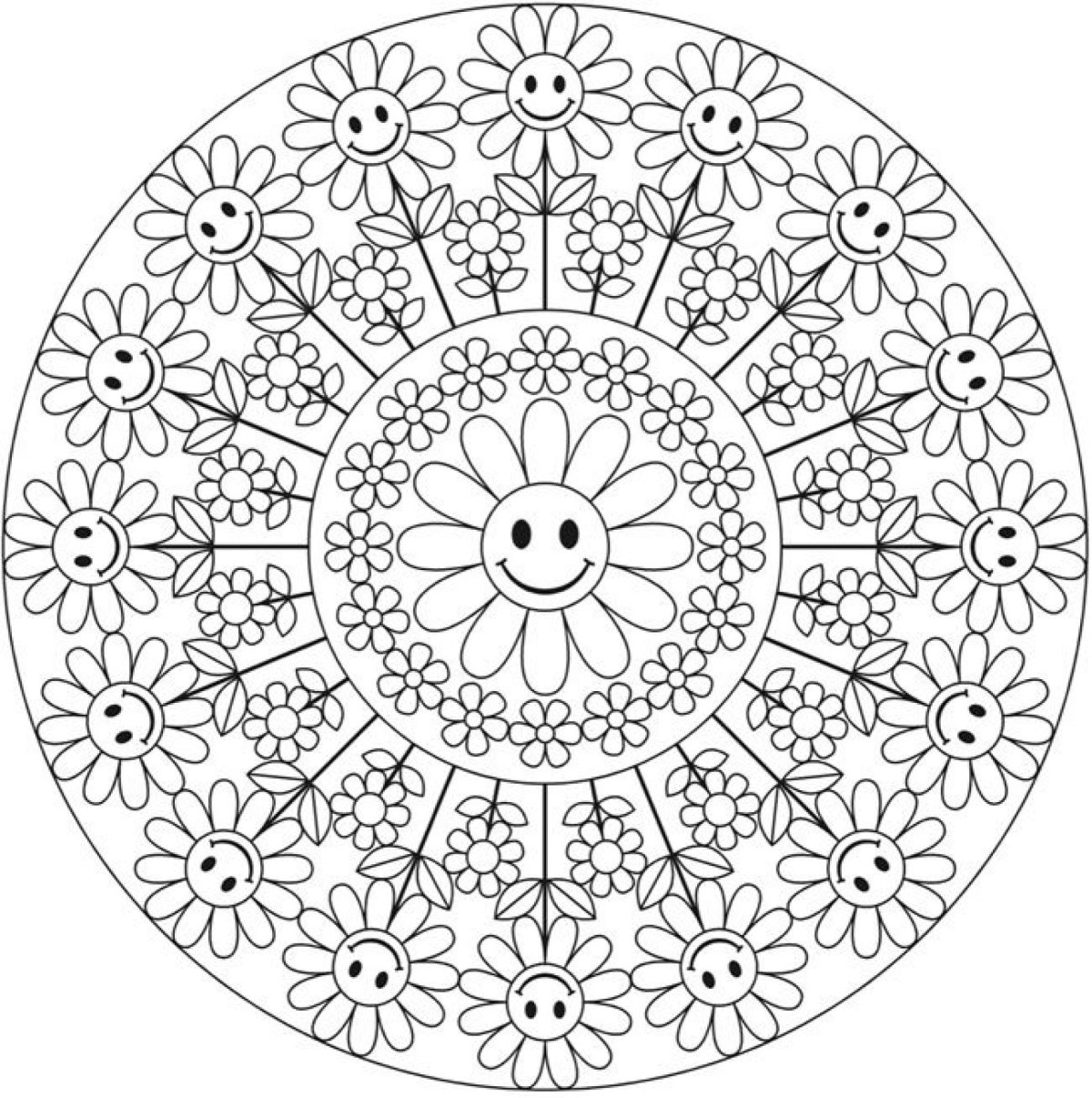 Весенние мандалы для раскрашивания