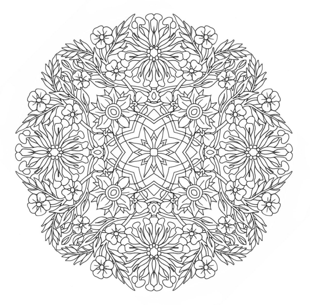 Мандала раскраска антистресс сложная