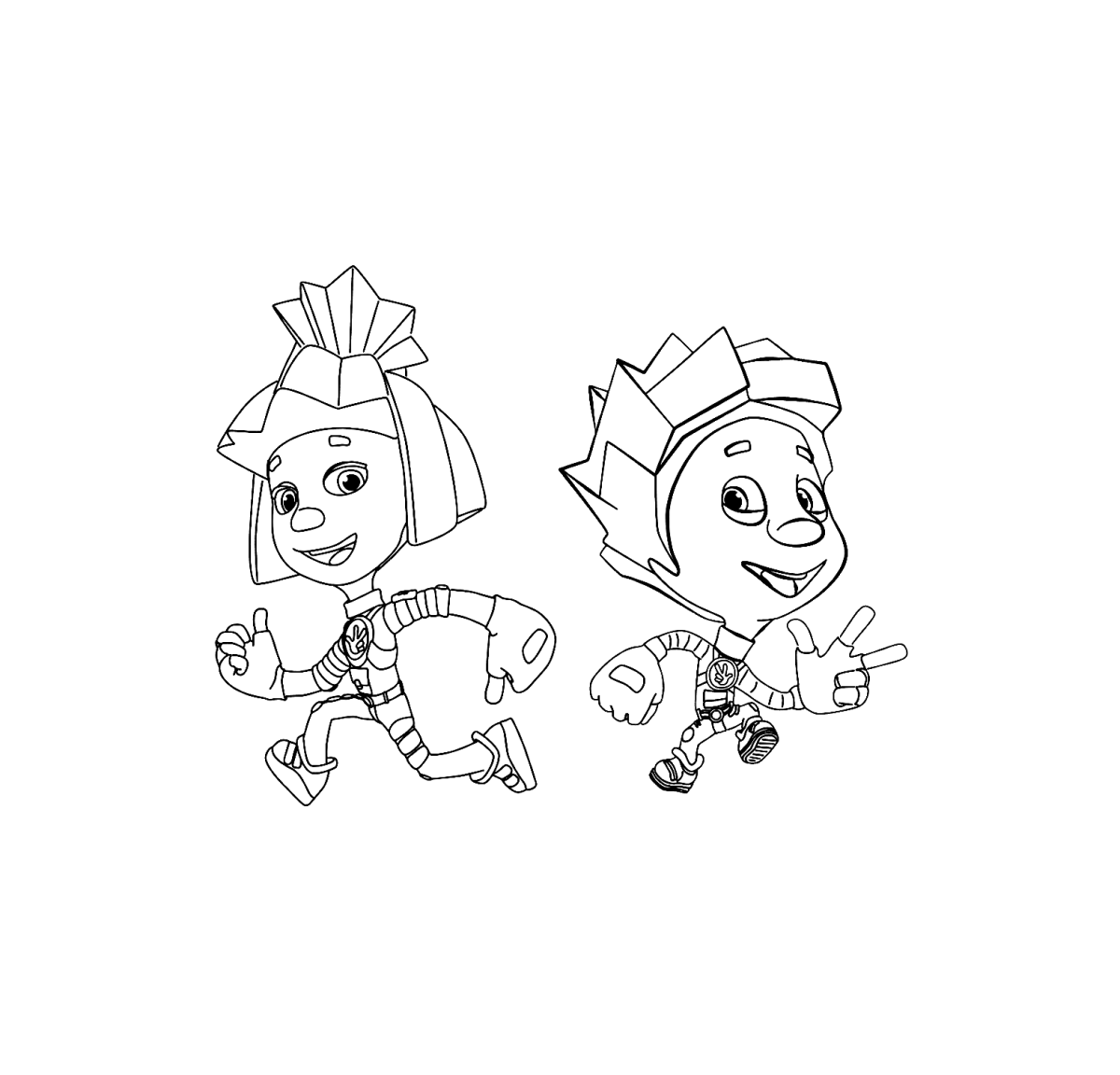 Раскраски Фиксики Файер и Нолик