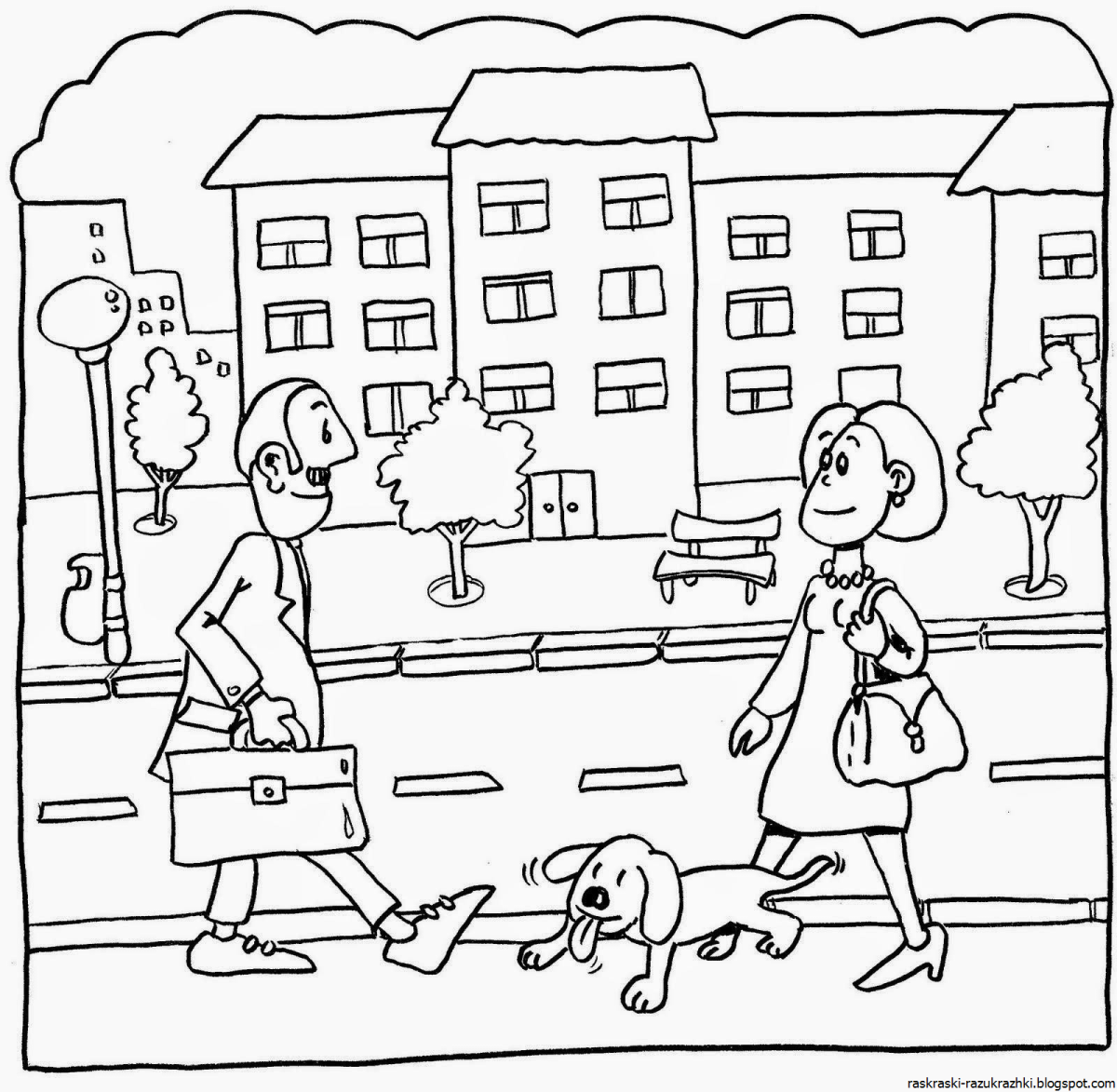 Раскраска машина на дороге