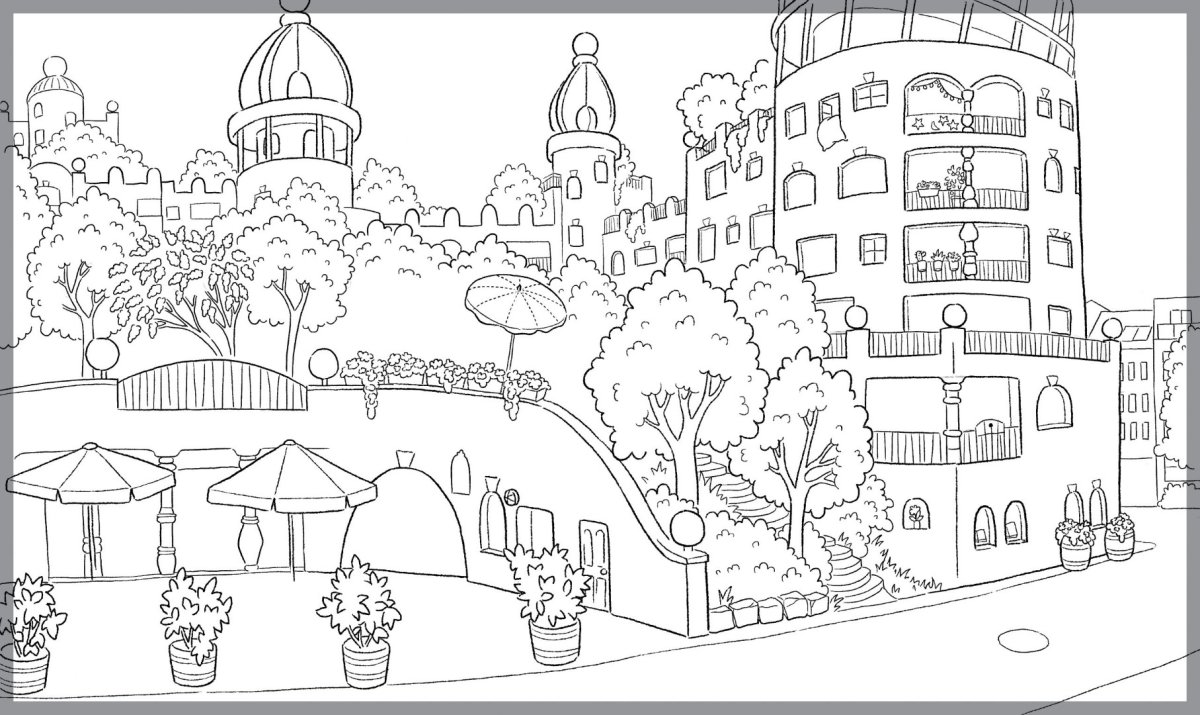 Раскраска улицы города для детей