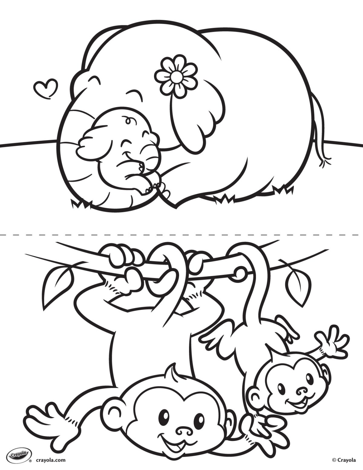 Раскраска слон и Слоненок