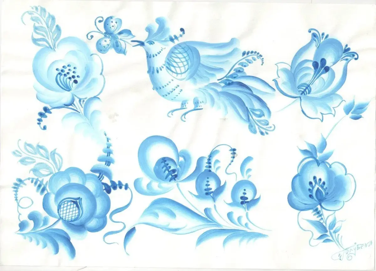 Кистевая роспись Гжель