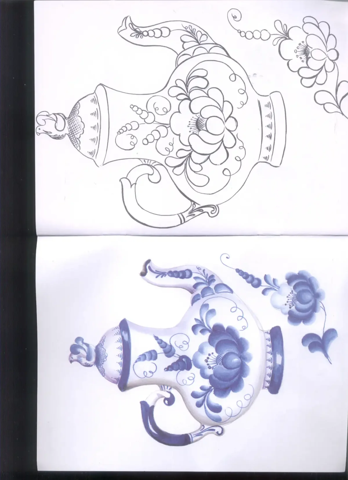 Гжельская роспись раскраска для детей