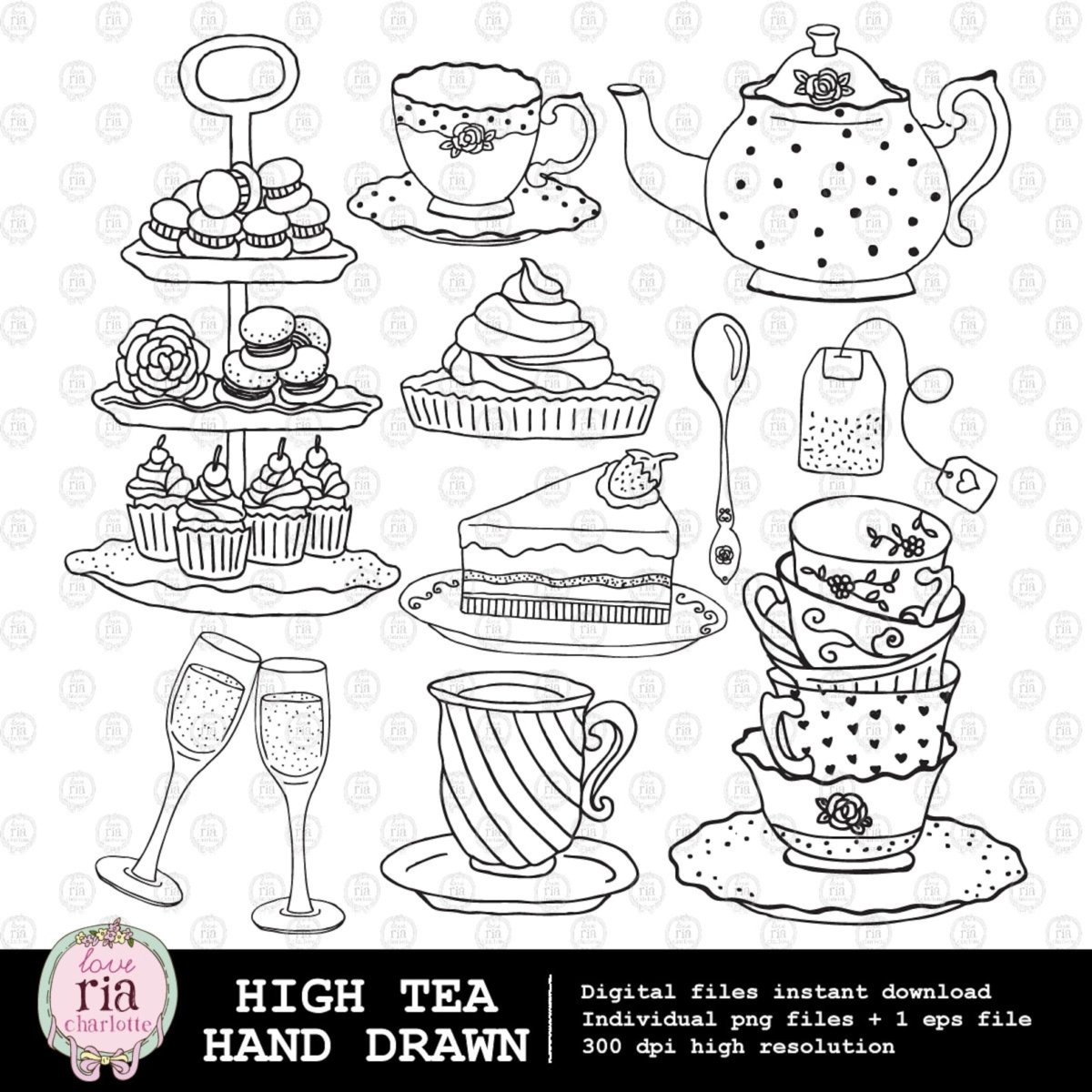 Раскраска чаепития с большим тортом