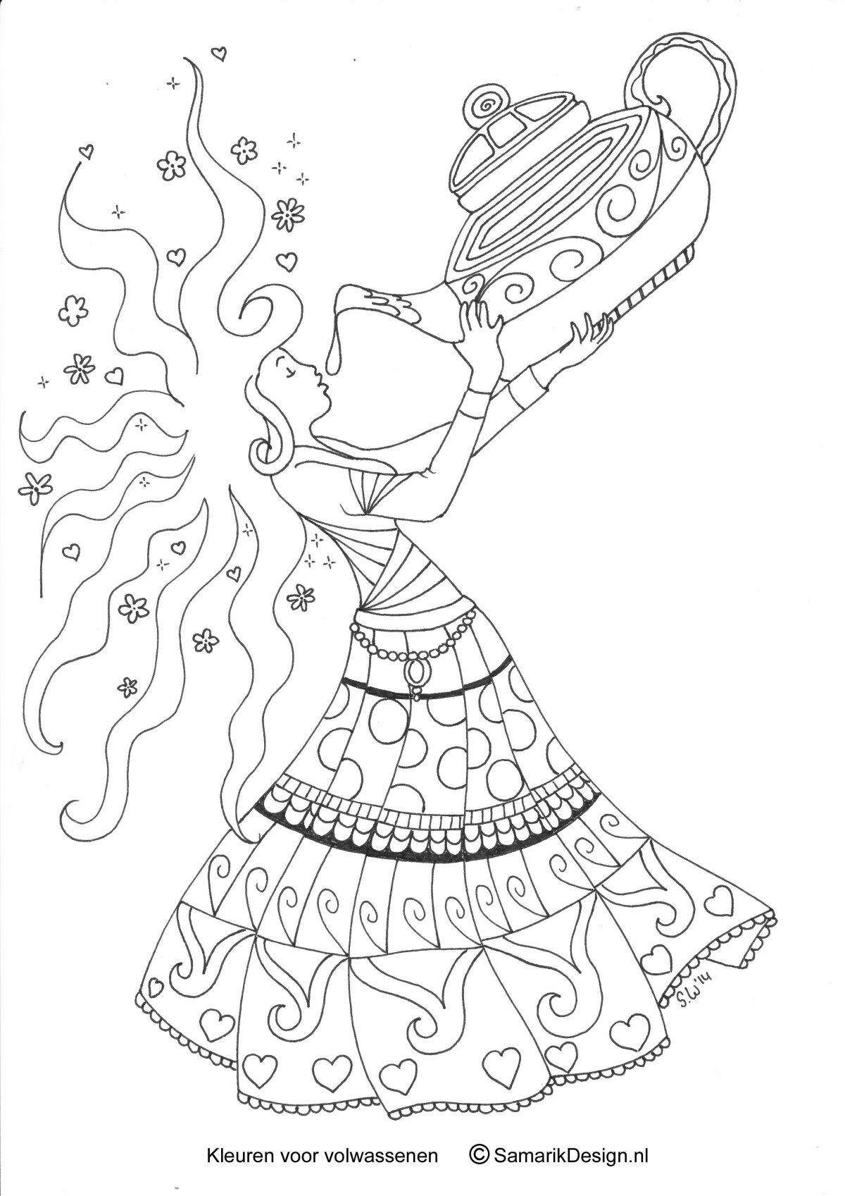 Снег девушка чай раскраска