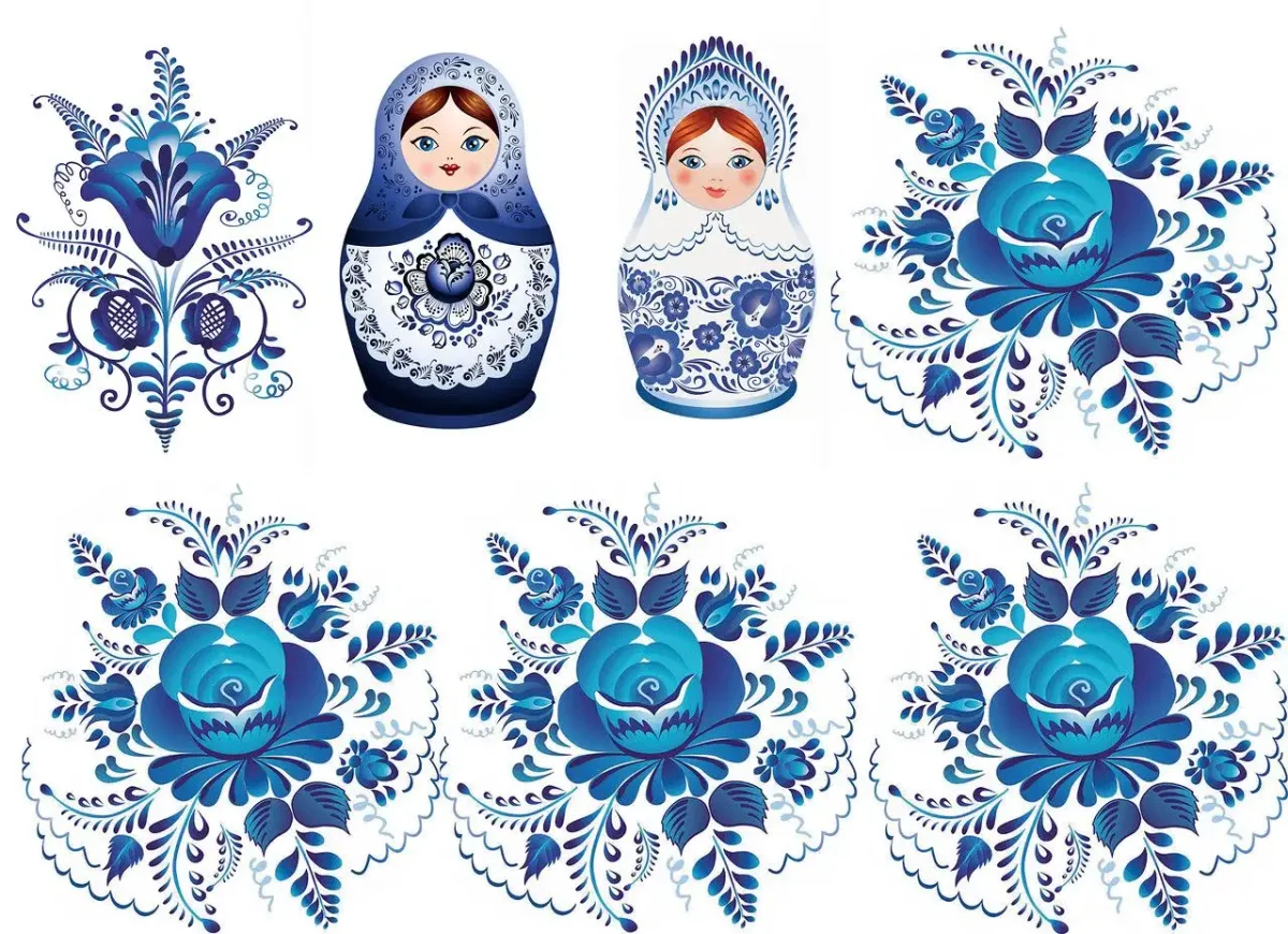 Матрешка Гжель вектор