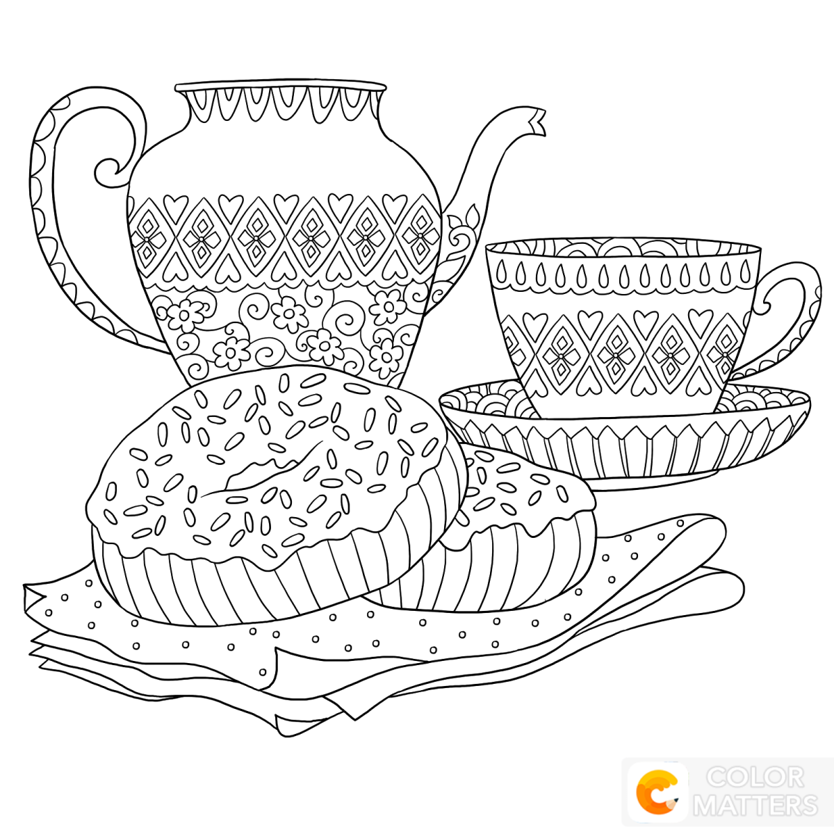 Раскраска чаепитие у самовара