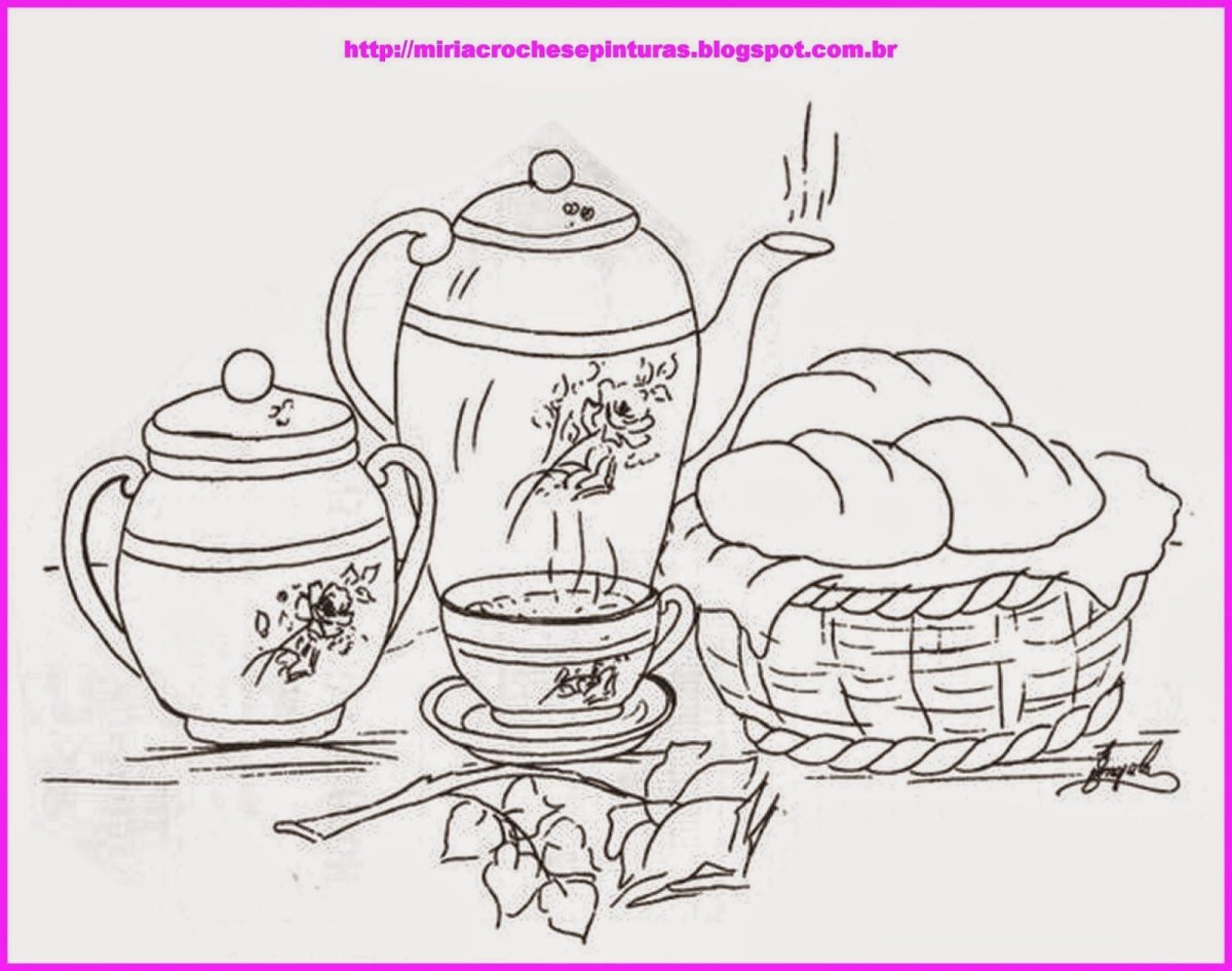 Раскраска натюрморт с посудой