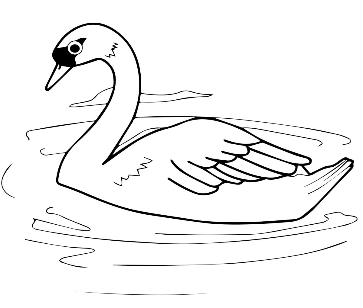 Лебедь раскраска для детей