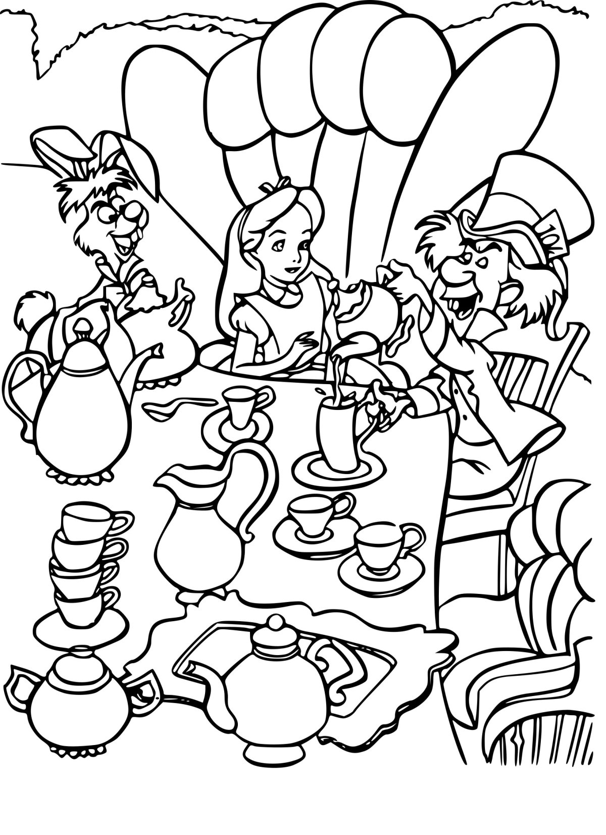 Безумное чаепитие раскраска