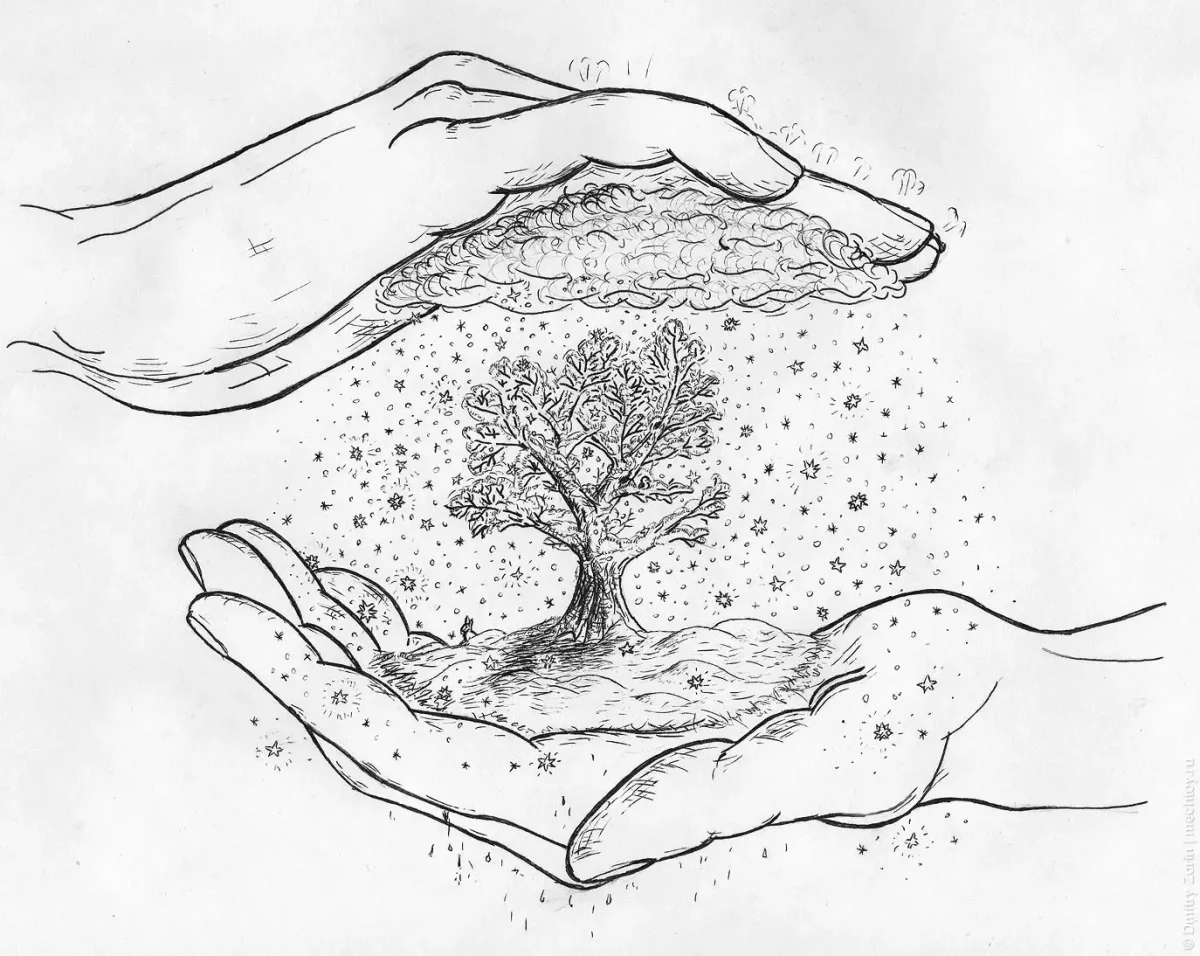 Рисунок на тему природа карандашом