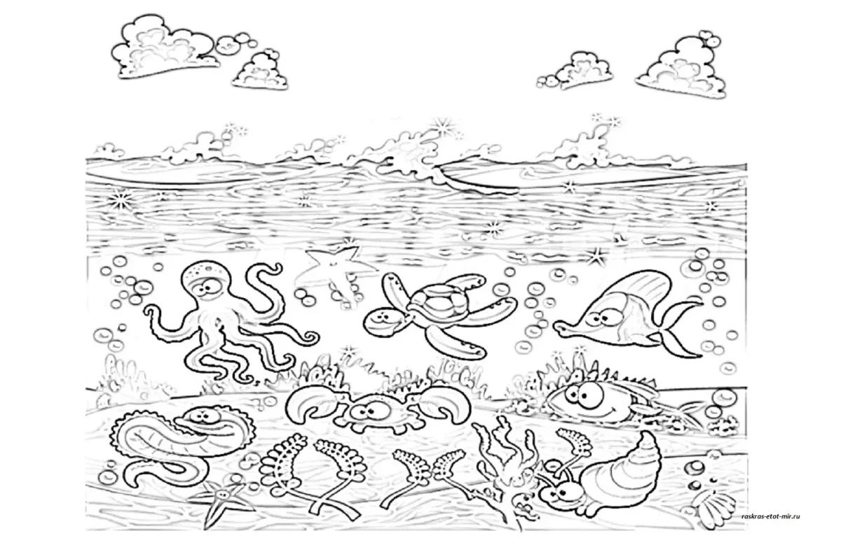 Раскраски на тему море для детей