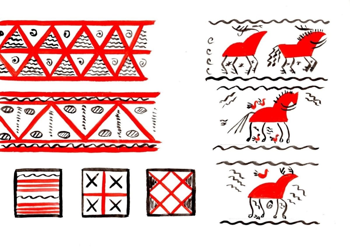 Мезенская роспись олень