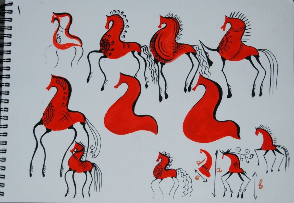 Мезенская роспись три яруса