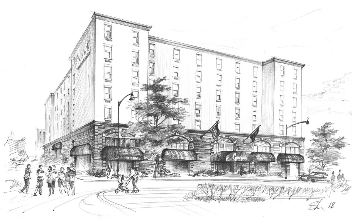 Зарисовки зданий города