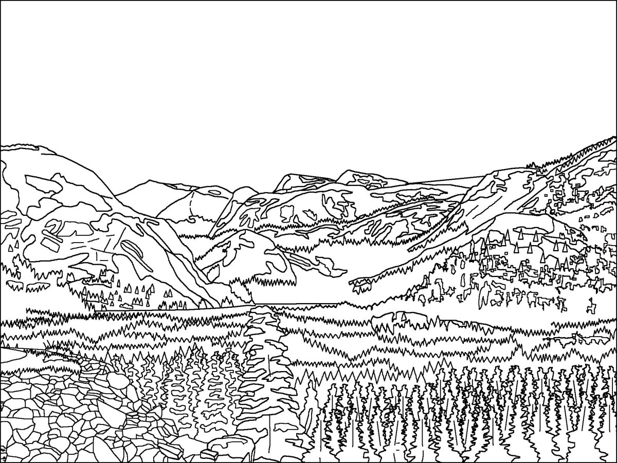 Горы раскраска для детей
