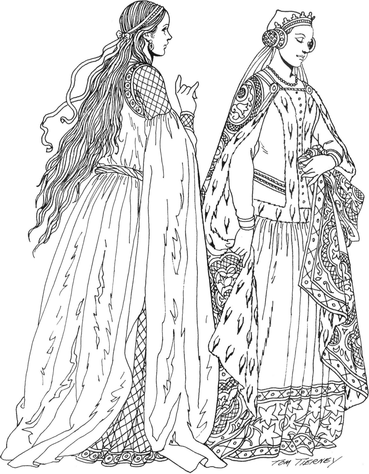 Костюм средневековья раскраска