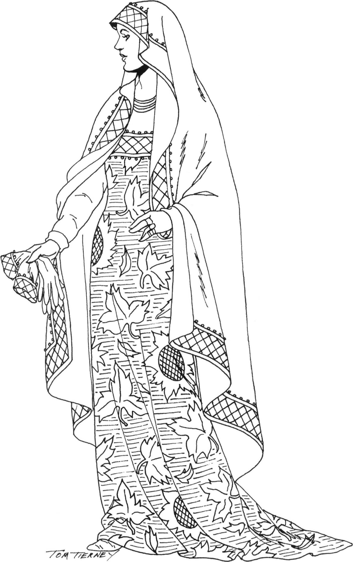 Костюм средневековья раскраска