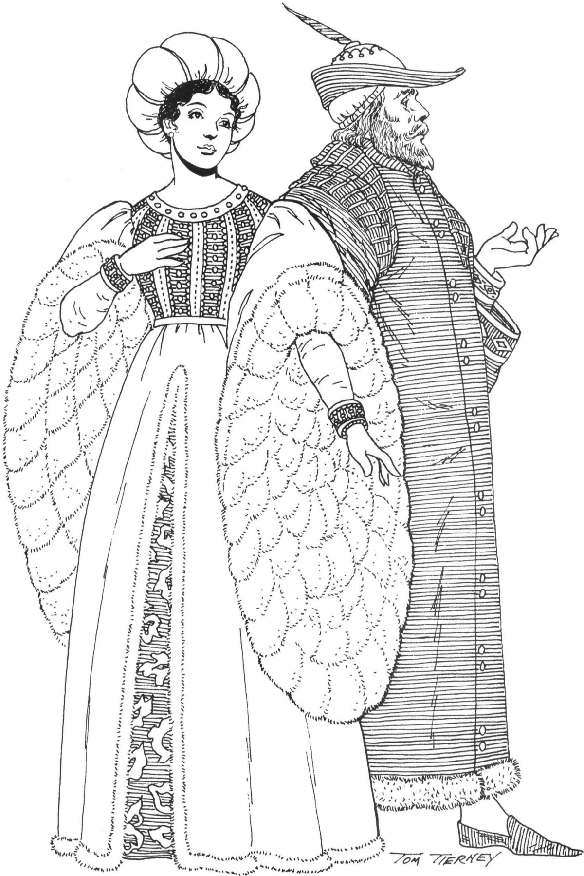 Средневековый костюм раскраска