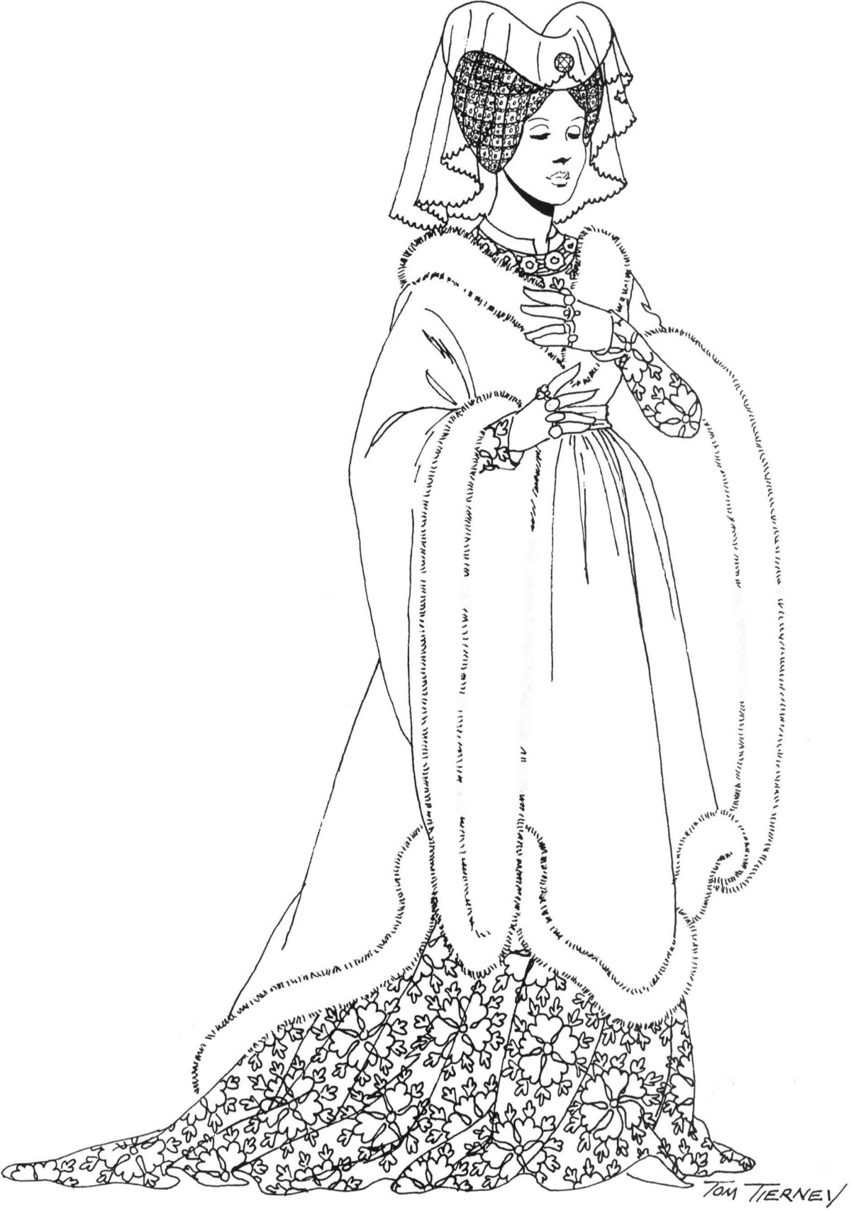 Средневековый костюм раскраска