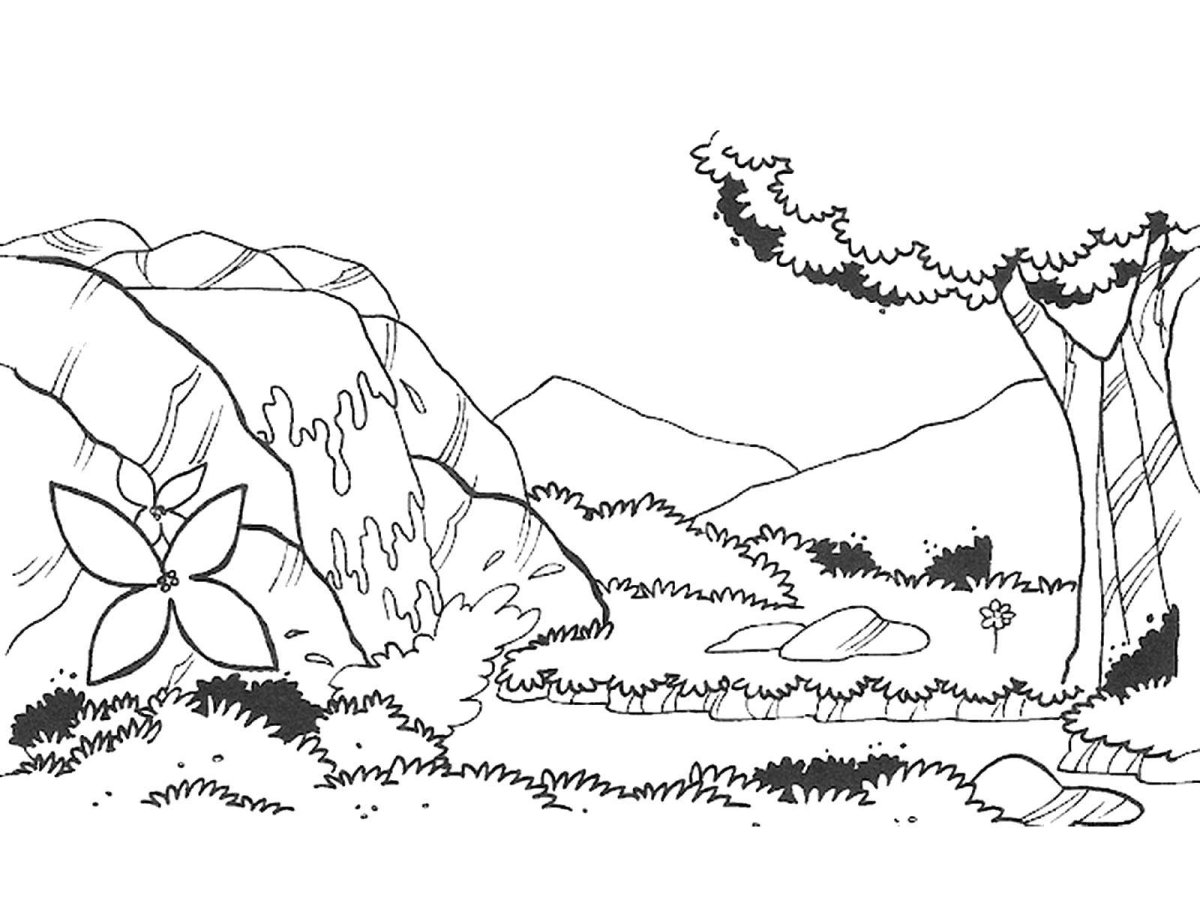 Раскраска водопад