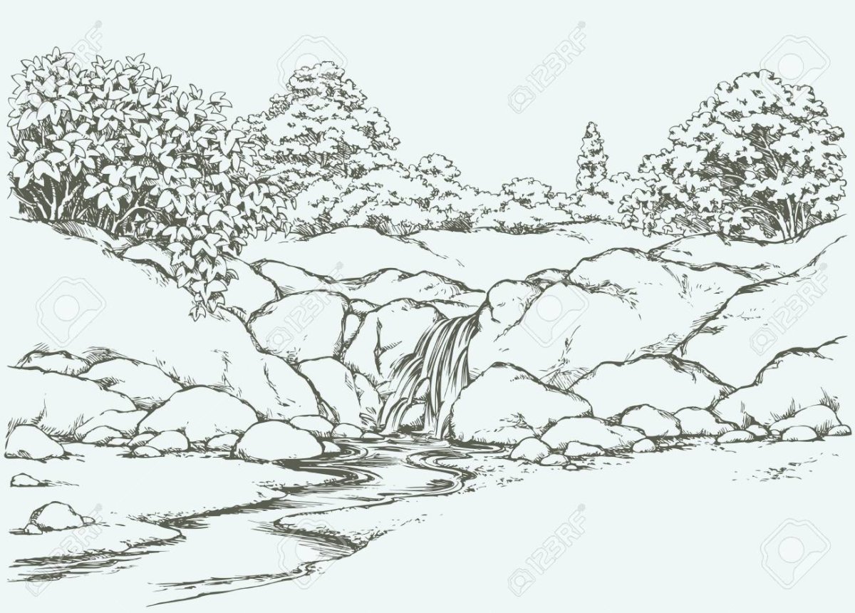 Водопад раскраска для детей