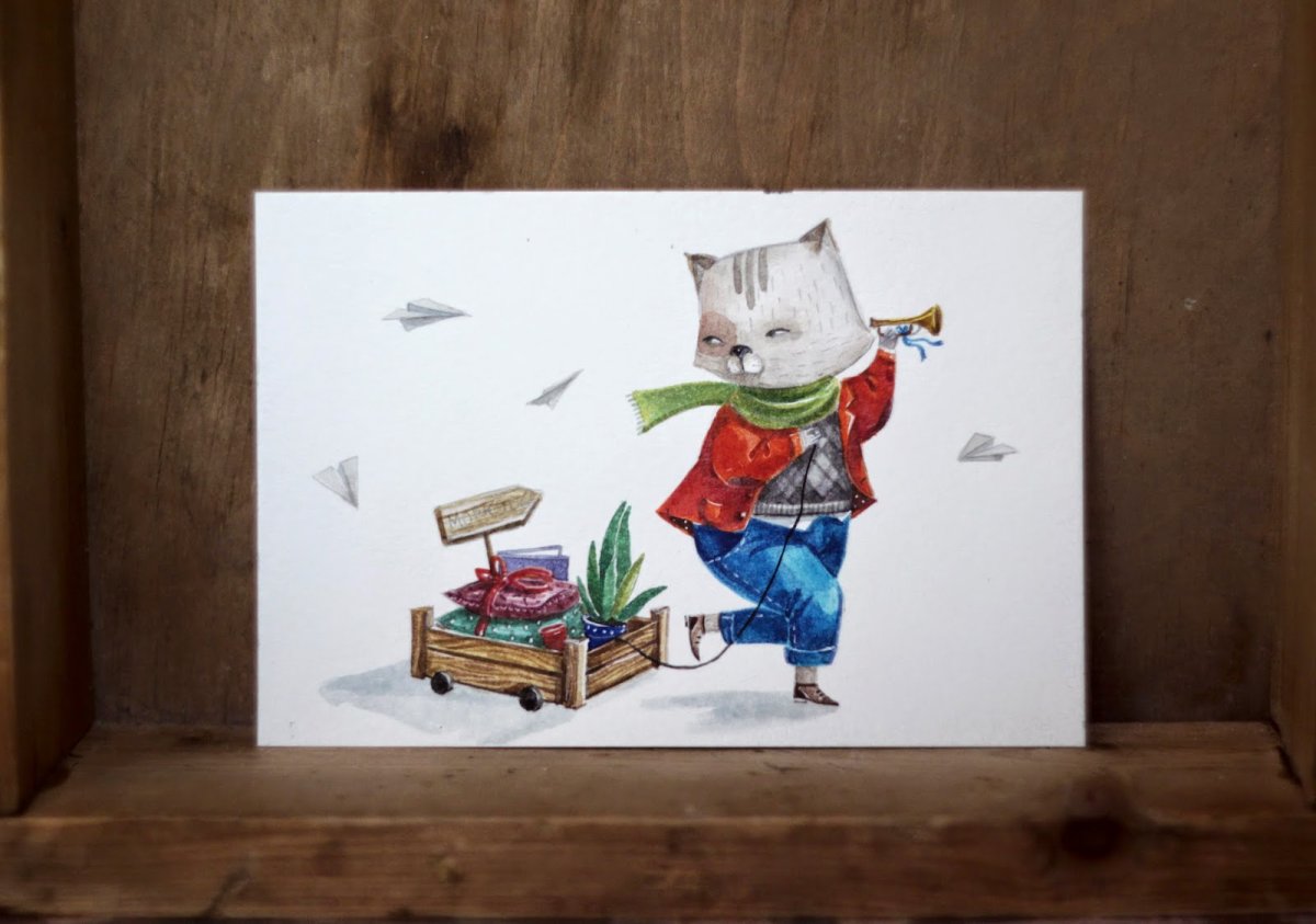 Скалы серые акварелью