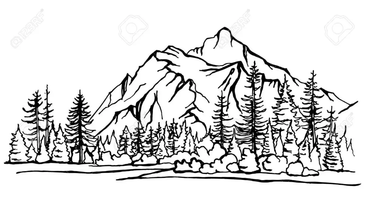 Гравировка горы