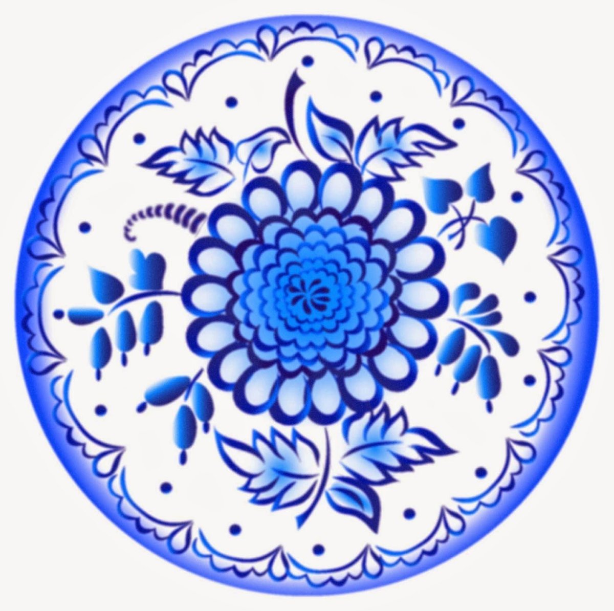 Разукрашка посуда Гжель