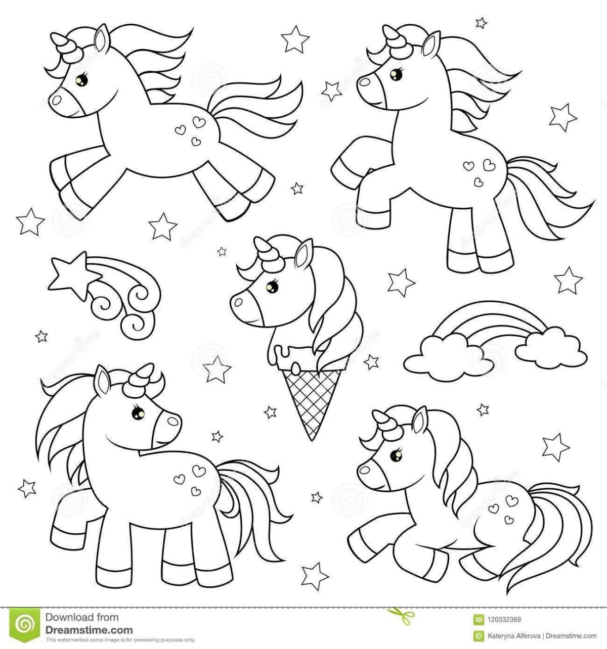 Раскраска Единорог маленький