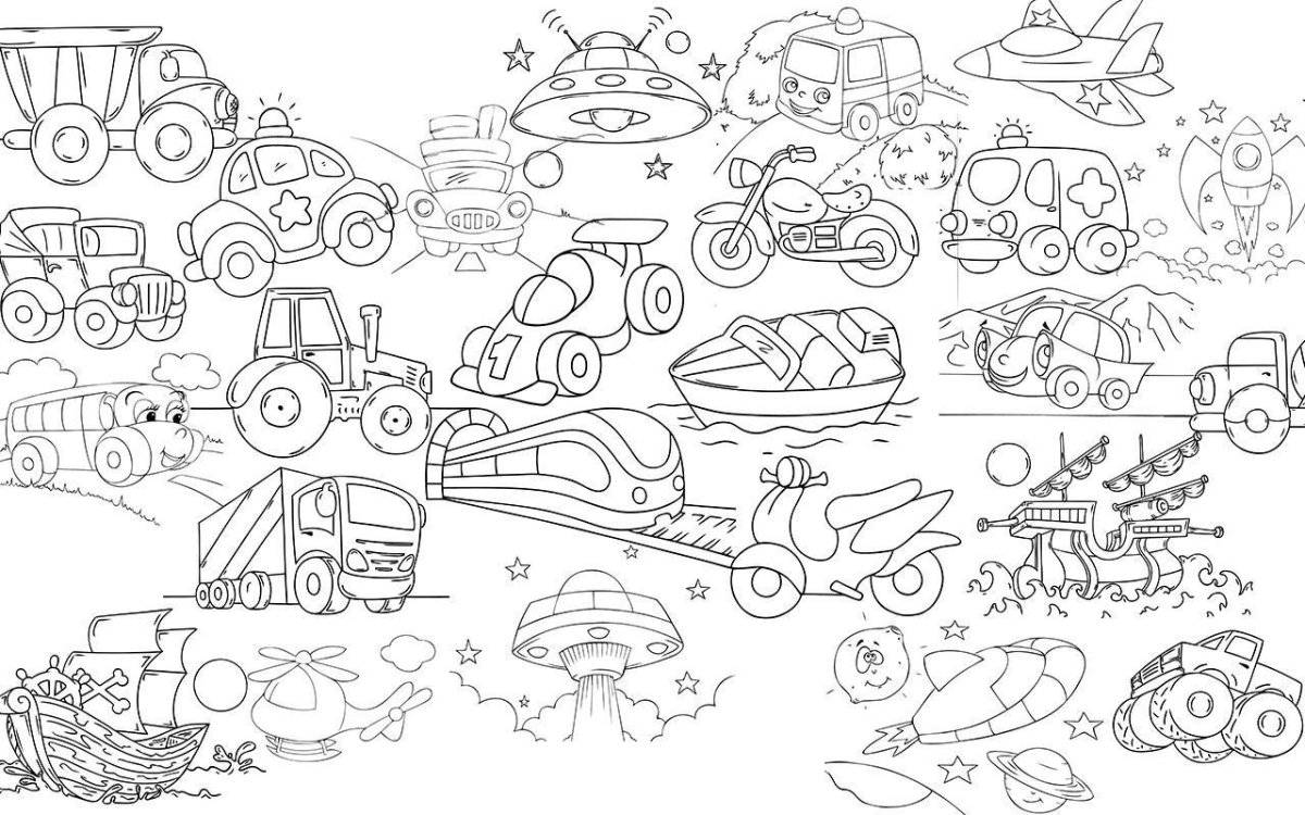 Раскраски для мальчиков машины много