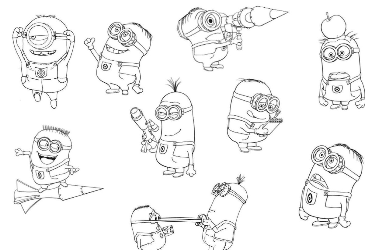 Раскраски Грю и Миньоны