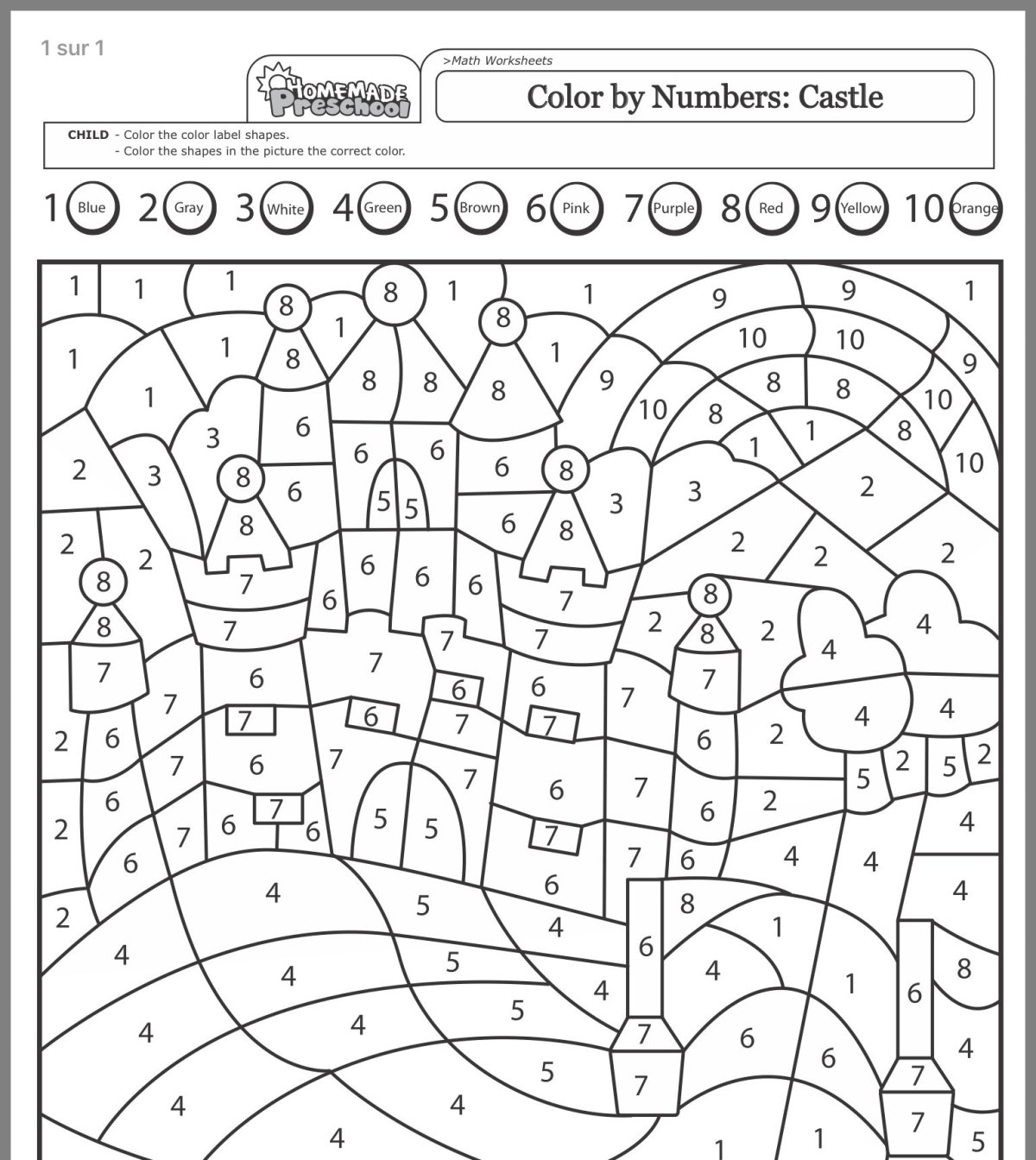 Раскраска по номерам