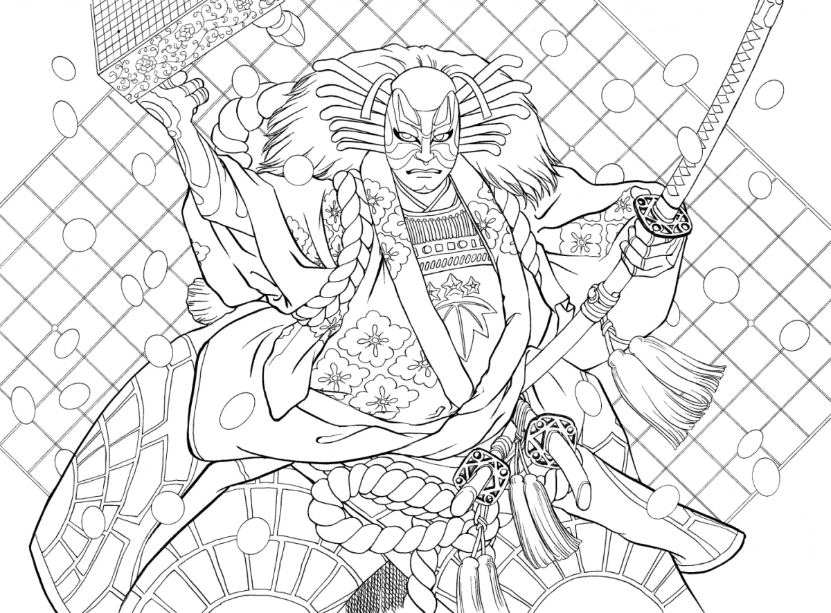 Японский театр Кабуки. Раскраски-антистресс для взрослых