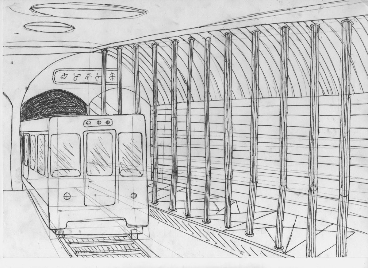 Метро рисунок карандашом