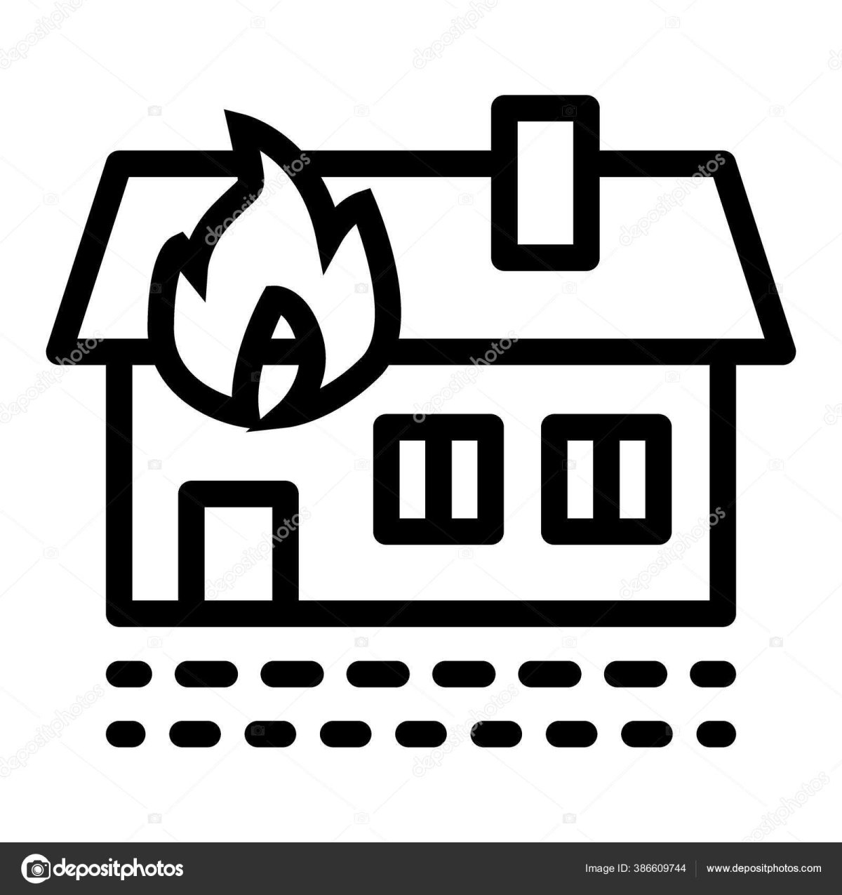 Раскраска горит дом