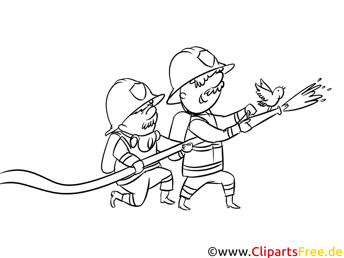 Раскраска пожарник тушит пожар