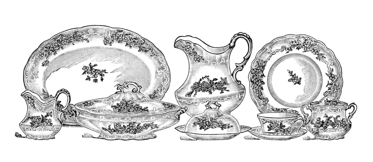 Посуда Винтажная иллюстрация