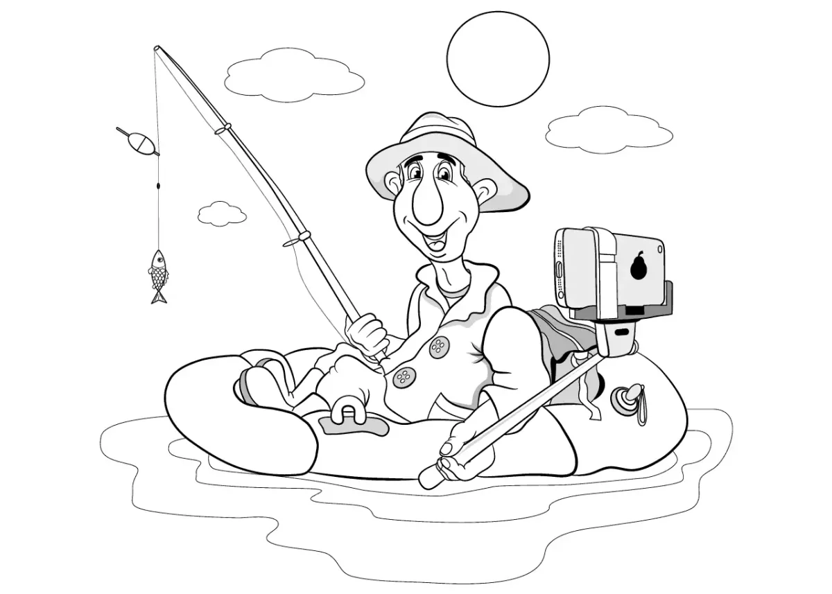 Робот Рыбак раскраска