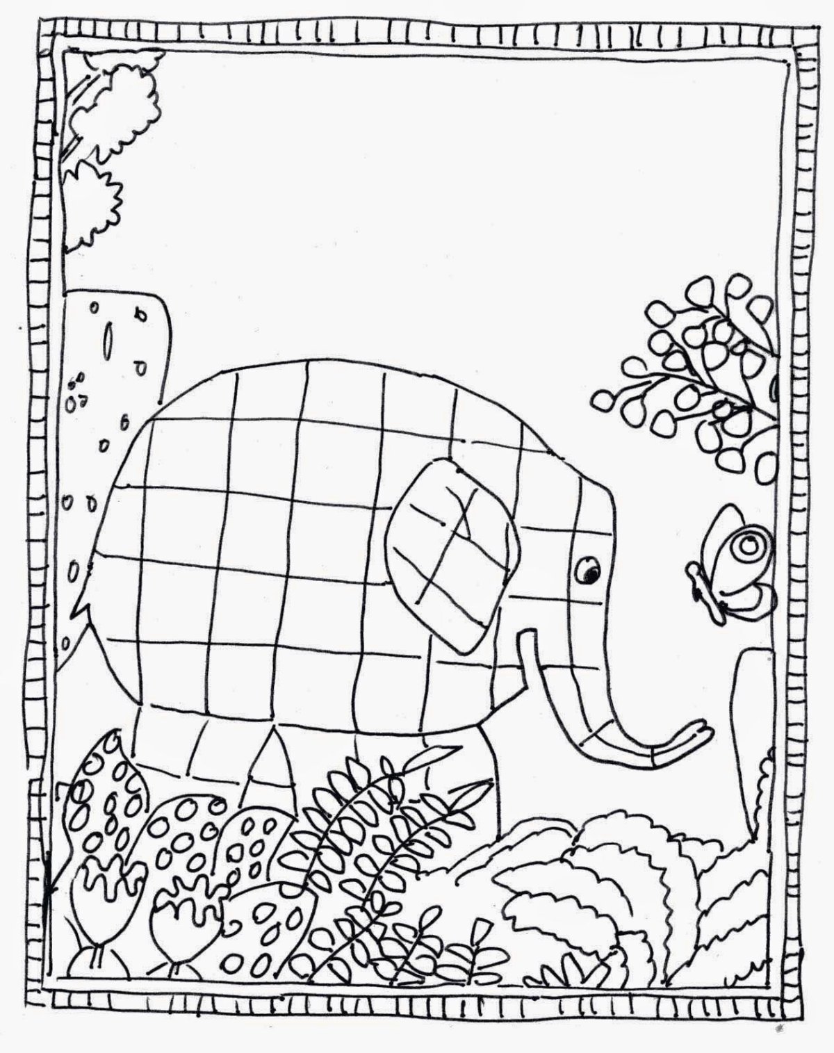 Раскраска слон элмер